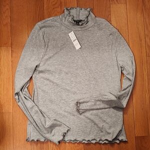 J Crew Refined rib lettuce-trim turtleneck